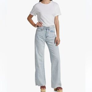 Veronica Beard Taylor High Rise Wide Leg Jeans Light Wash - Pale Stone Sz 30